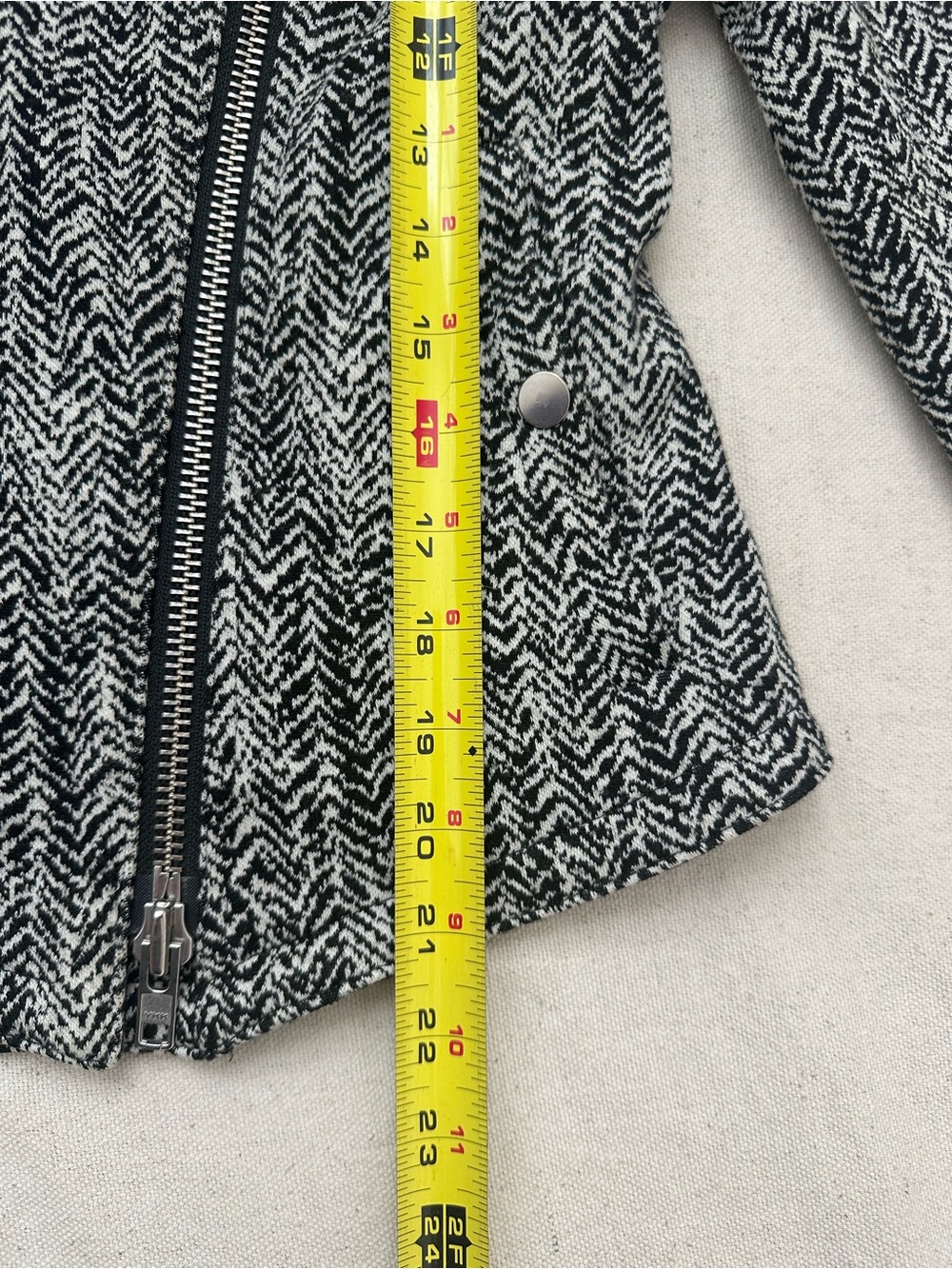 Theory Joean Herringbone Tweed Goat Leather Sleeve Asymmetric Moto Jacket 4 - Picture 7 of 14